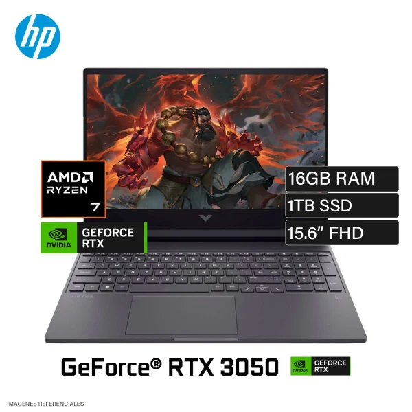 Laptop HP Victus 15-FB2017LA Ryzen 7 8845HS RAM 16GB Disco 1TB SSD Video NVIDIA RTX 3050 6GB 15.6" FHD Windows 11
